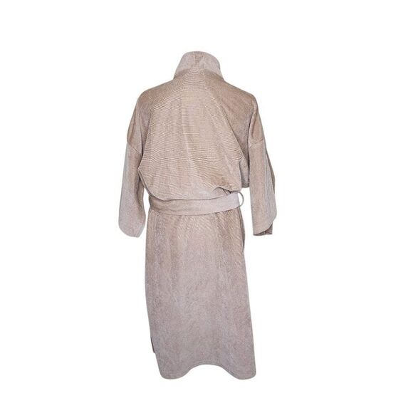 VIntage 70s Velour Bathrobe Pockets Mens One Size Beige - Picture 5 of 8